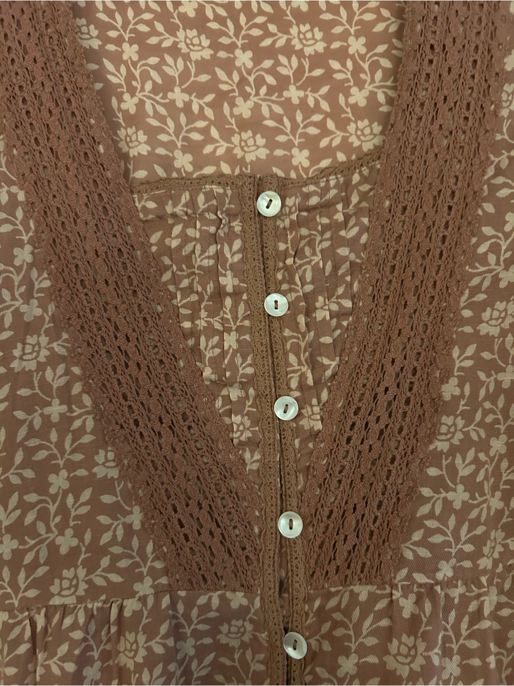 April Cornell Brown Floral Button-Front Women's Tunic - Picture 2 of 9